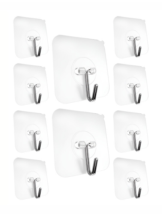 Transparent 10 Pieces Waterproof Adhesive Sticker Wall Hooks