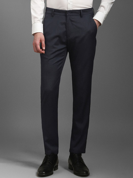 Louis Philippe Men Printed Slim Fit Formal Trousers