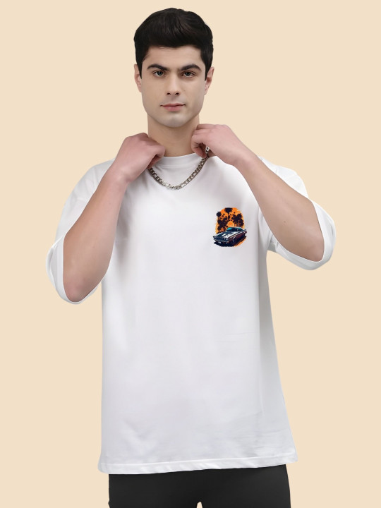SZN Men Graphic Printed Round Neck Cotton Oversized T-shirt