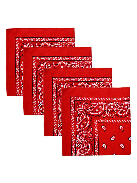 Kuber Industries Pack Of 4 Red Printed Cotton Handkerchief
