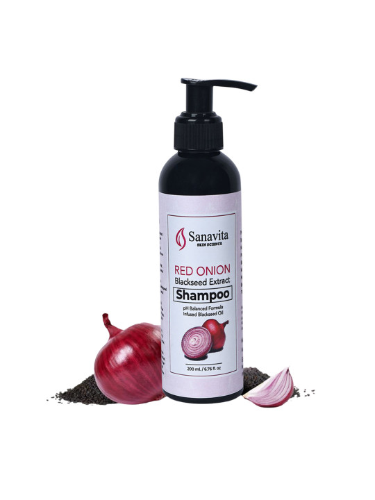 Sanavita Red Onion Black Seed Oil Shampoo For Hair Growth & Fall Control - 200 ml