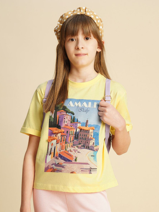 Vero Moda Girls Printed Extended Sleeves T-shirt