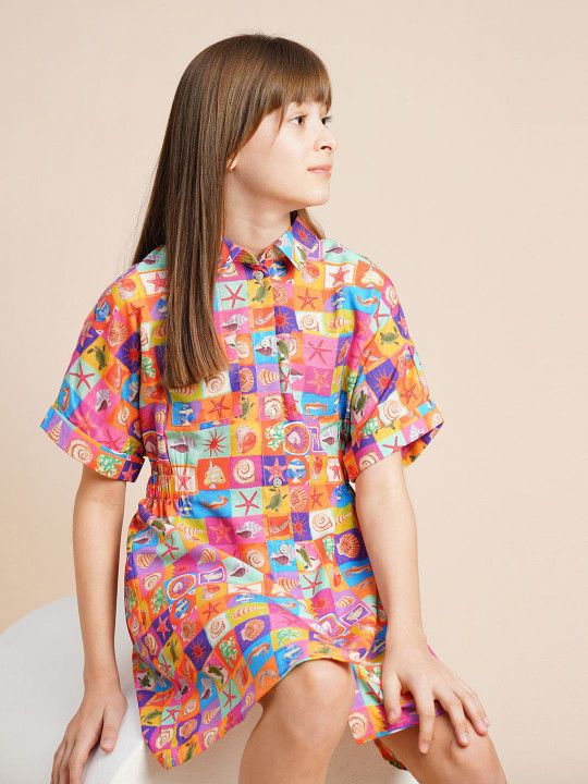 Vero Moda Print Flared Sleeve A-Line Mini Dress