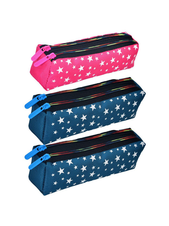 Kuber Industries Set of 3 Star Self Design Pencil Utility Pouchs