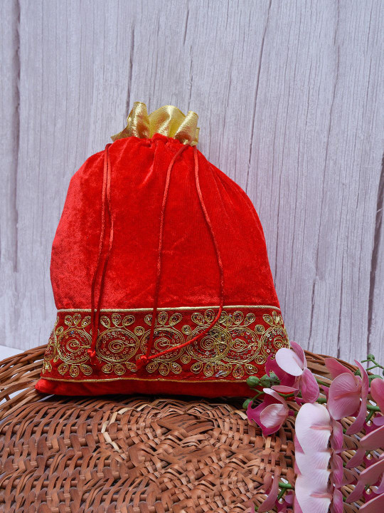 Kuber Industries Pack of 2 Embellished Velvet Potli Clutch
