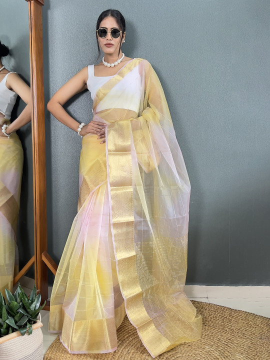 DIVASTRI Ombre Zari Organza Kanjeevaram Saree
