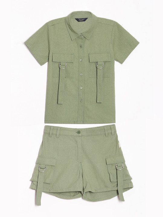 Allen Solly Junior Girls Shirt Collar Pure Cotton Shirt With Shorts