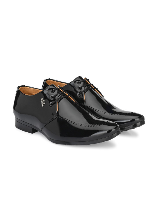 Shoe Island Men Patent Leather M5412 Black Low Ankle Length PU Shoes