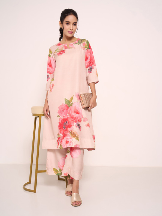 RANGMANCH BY PANTALOONS Women Flared Sleeves Thread Work Kurta