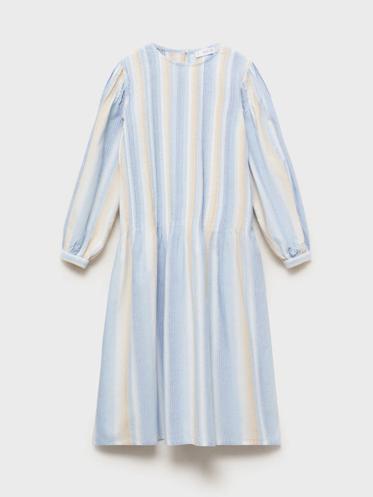 Mango Kids Girls Striped Pure Cotton A-Line Dress