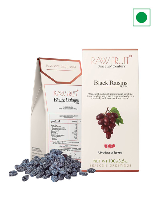 RawFruit Black Raisins 100 Grams