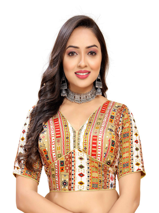 HERE&NOW Women Printed V-Neck Saree Blouse
