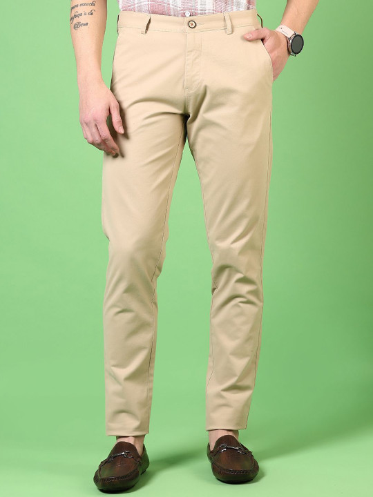 V-Mart Men Solid Cotton Regular Fit Mid Rise Chinos