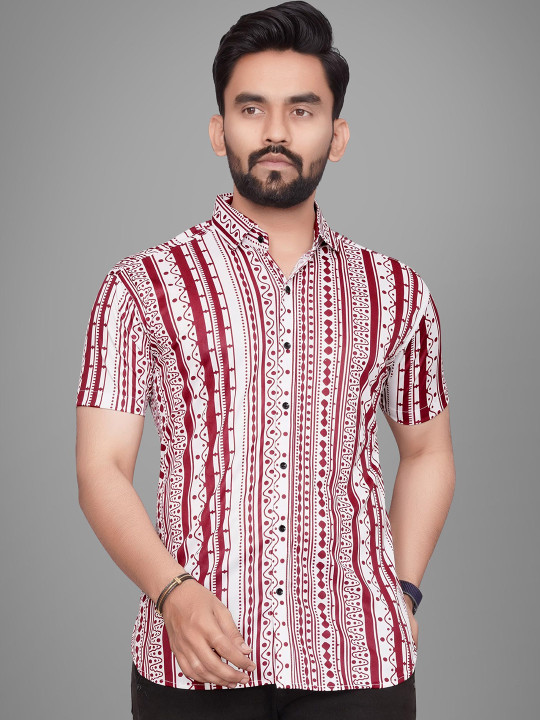 Metronaut Men Regular Fit Spread Collar Abstract Printed Elastane Casual Shirt