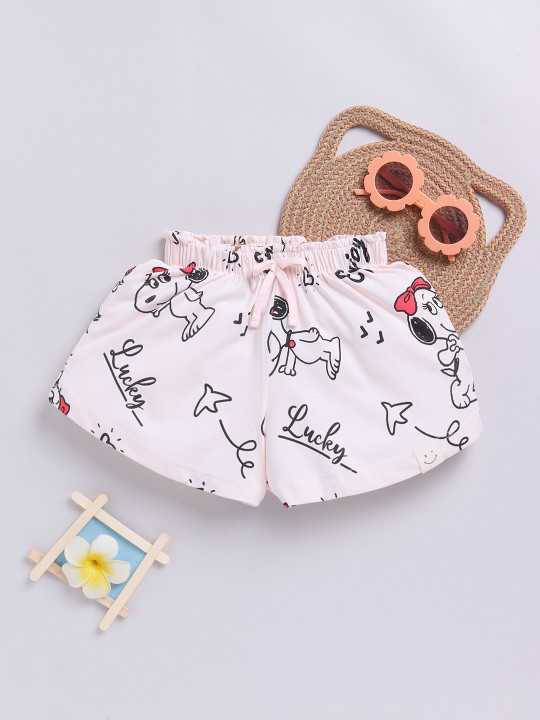 Happy Faces Girls Snoopy Printed Pure Cotton Shorts