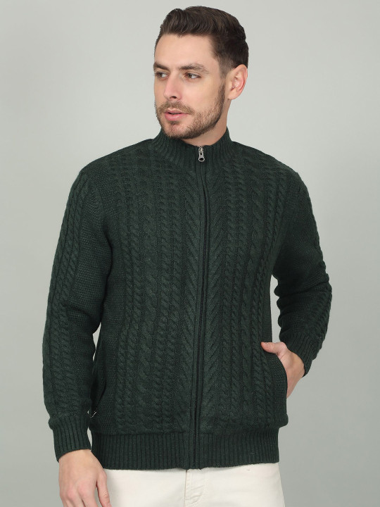 Cantabil Men Cable Knit Ribbed Pullover