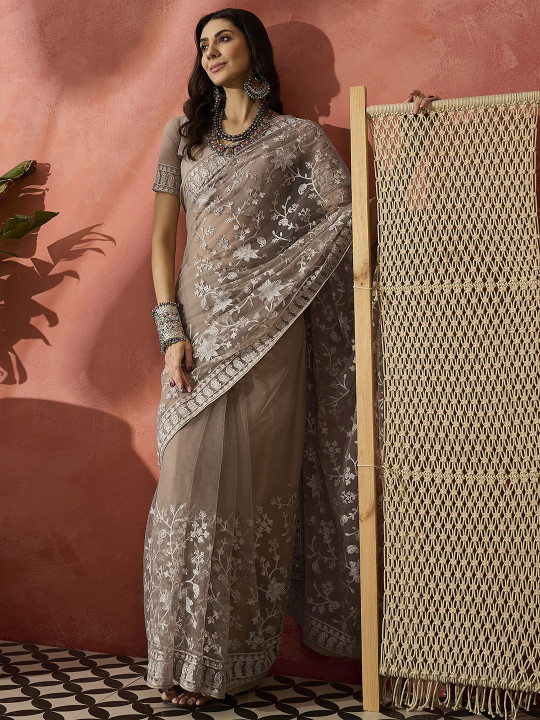 Embroidered Saree with Blouse Piece