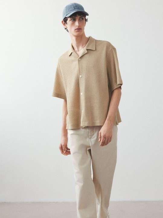 Loose Fit Waffled Resort Shirt deal from myntra