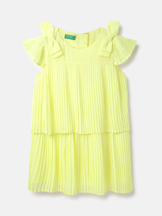 United Colors of Benetton Girls Flutter Sleeves A-Line Dress