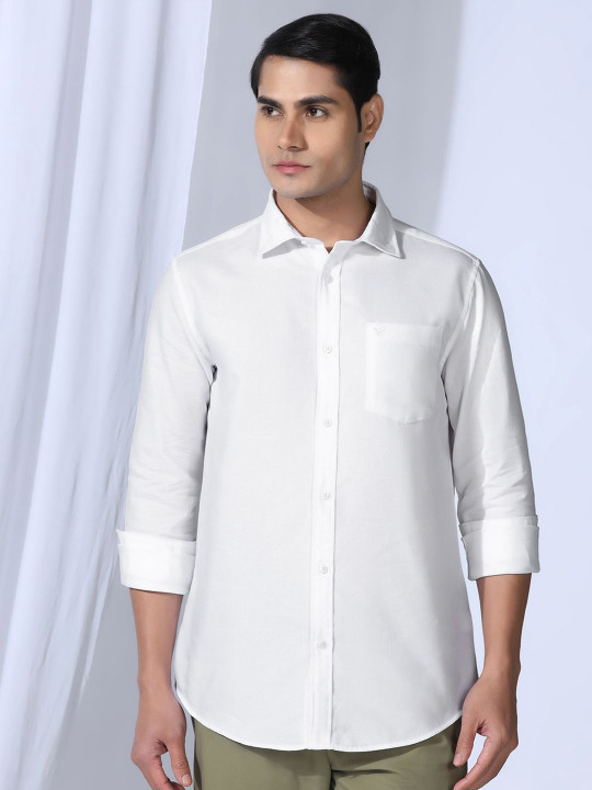 Blackberrys Men India Slim Fit Spread Collar Textured Cotton Casual Shirt