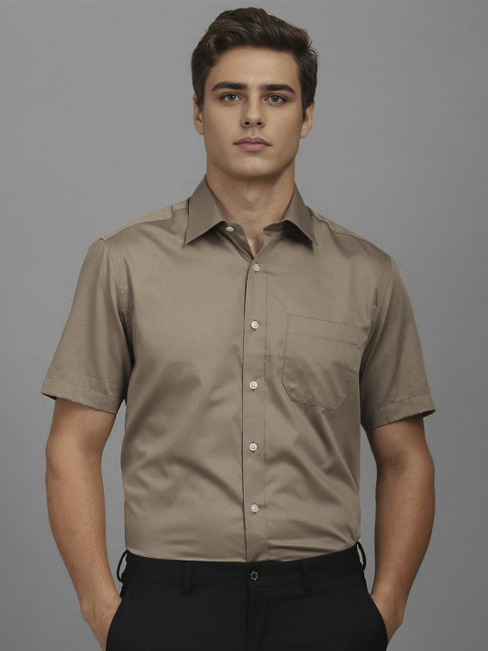 Louis Philippe Men Classic Slim Fit Spread Collar Solid Cotton Formal Shirt