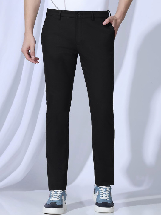 Blackberrys Men Textured Techpro Formal Slim Fit Trousers