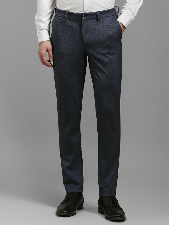 Louis Philippe Men Textured Slim Fit Trousers