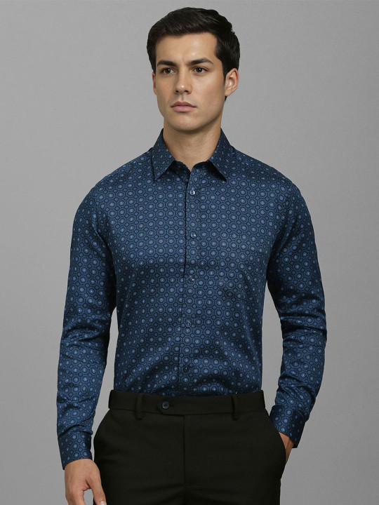 Louis Philippe Men Classic Slim Fit Spread Collar Floral Printed Cotton Formal Shirt