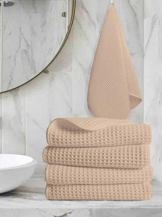 Enchant Home 4-Pcs Beige Pure Cotton Hand Towel