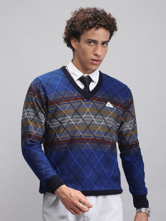 Monte Carlo Men Self Design Woollen Pullover