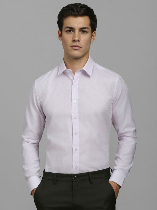 Louis Philippe Men Slim Fit Spread Collar Textured Cotton Formal Shirt
