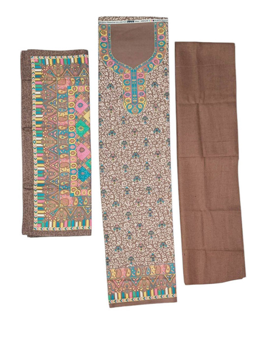 Vrinde Unstitched Printed Pashmina Wool Dress Material