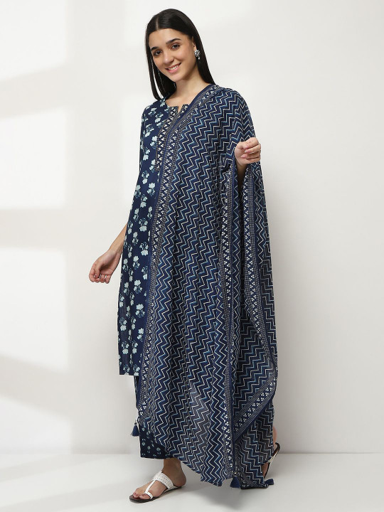 Rangriti Chevron Printed Cotton Dupatta