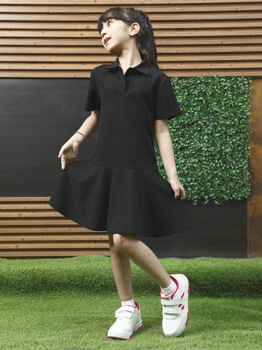 Athena Girl Girls Shirt Collar Drop-Waist Dress