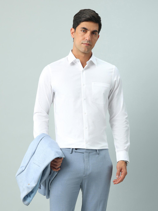 Arrow Men Classic Fit Spread Collar Solid Cotton Formal Shirt