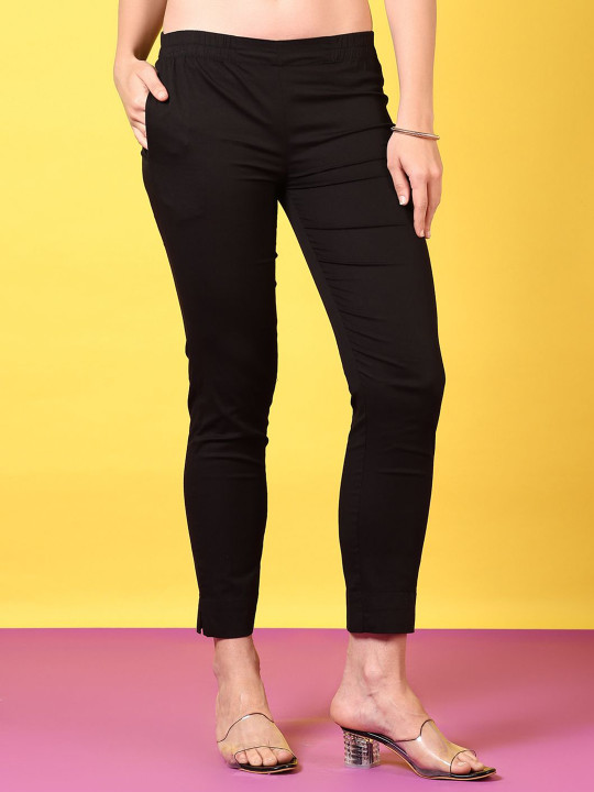 V-Mart Women Cotton Regular Fit Mid-Rise Trousers