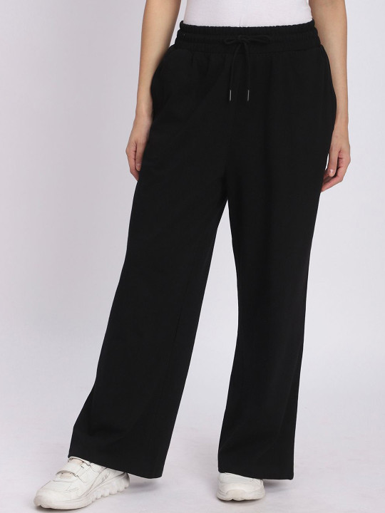 R&B Women Flared Mid-Rise Wide Leg Cotton Trouser