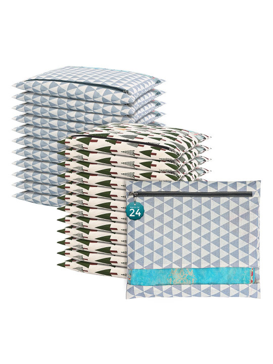 Kuber Industries Grey 24 Pcs Regular Single Saree Cover Multi-Utility Storage Organisers