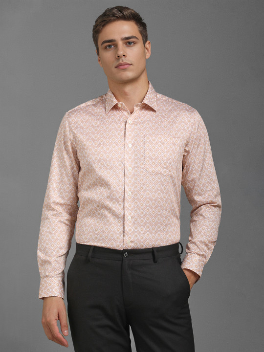 Louis Philippe Men Slim Fit Spread Collar Floral Printed Cotton Formal Shirt