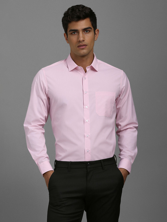 Louis Philippe Men Slim Fit Spread Collar Solid Cotton Formal Shirt