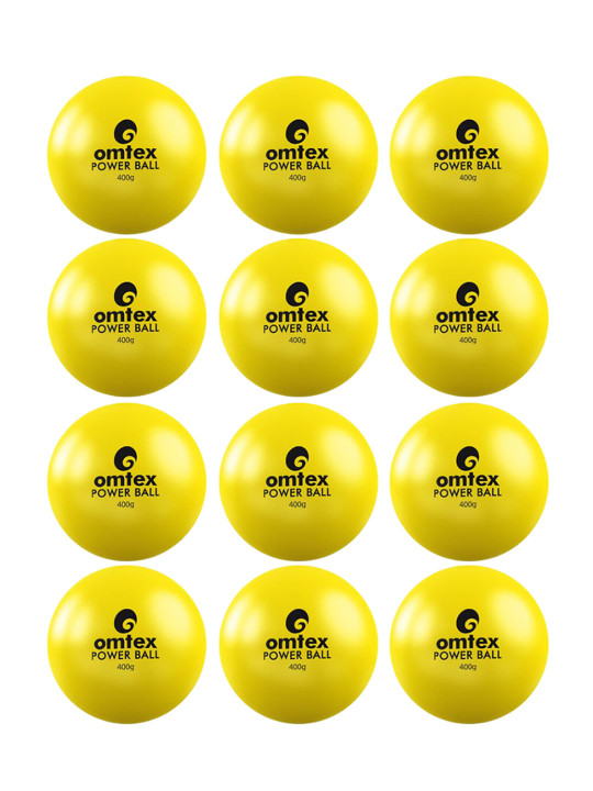 Omtex Pack of 12 Yellow Power Weighted Ball 400gm