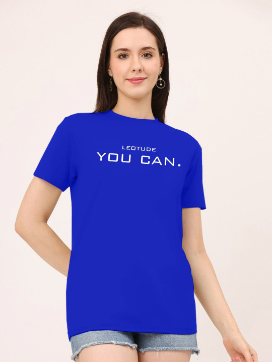 Leotude Women Typography Printed Round Neck Cotton T-shirt