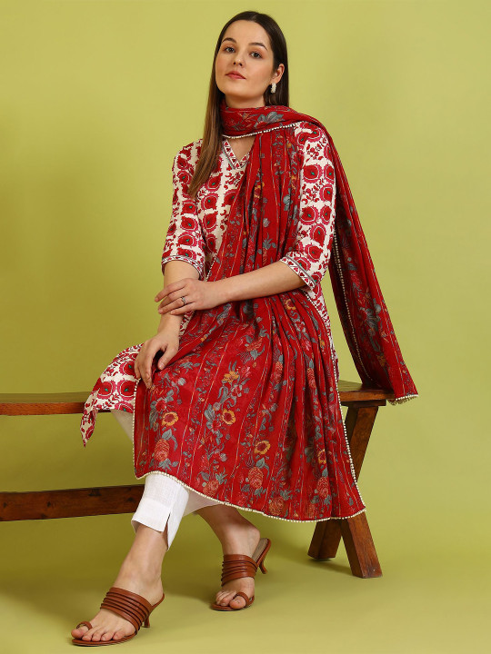 W Floral Printed Pure Cotton Dupatta