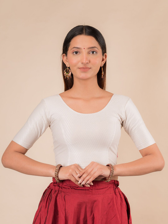 Bindigasm's Advi Women Self Design Texture Cotton Stretchable Slip On Saree Blouse