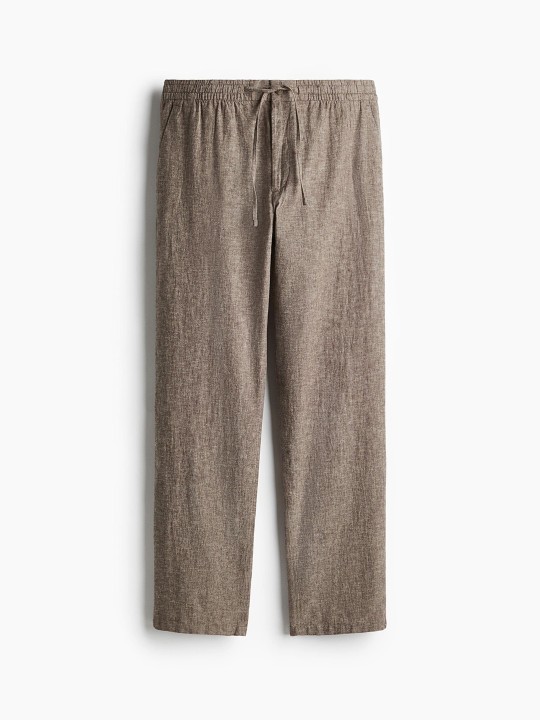 Regular Fit Linen-Blend Trousers deal from myntra