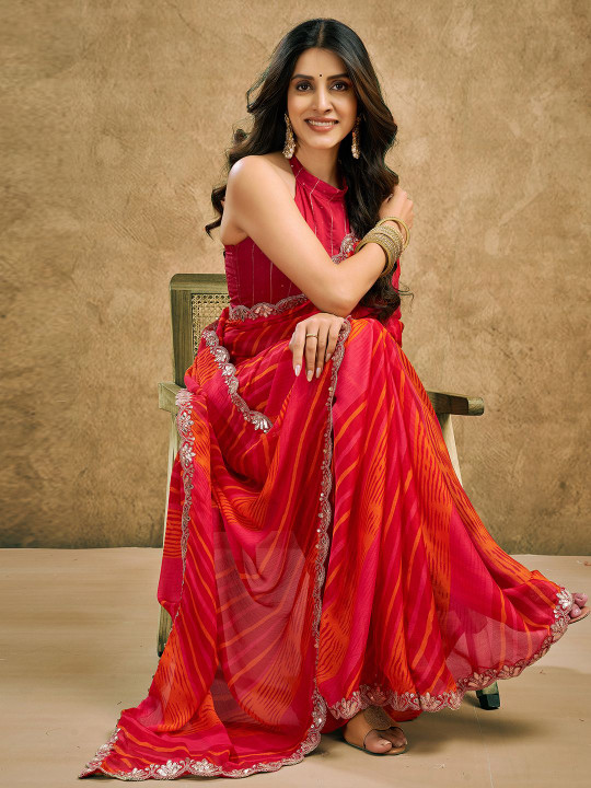Mitera Chiffon Leheriya Saree