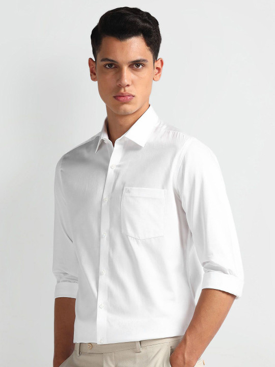 Arrow Men Classic Slim Fit Spread Collar Solid Cotton Formal Shirt