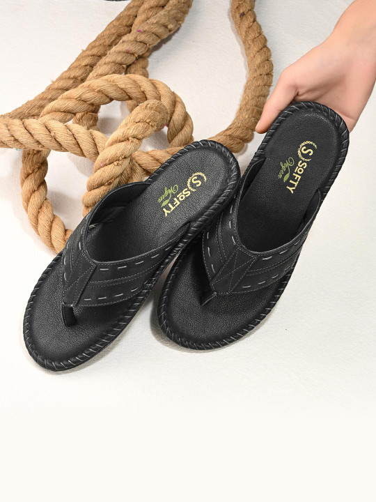SOFTY VEGEN Men Black Slip-On Flats