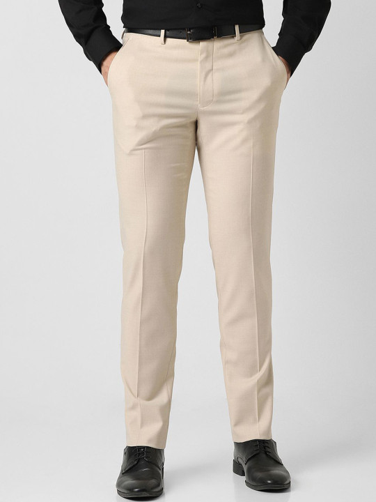 Van Heusen Men Slim Fit Pleated Formal Trousers