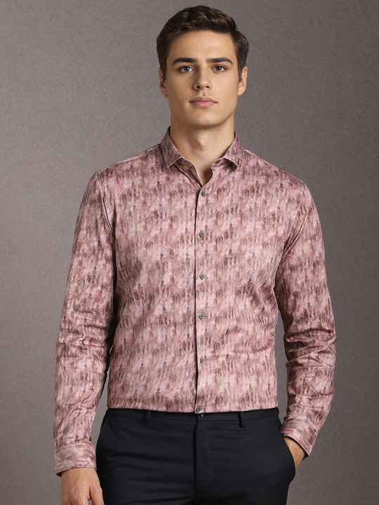 Louis Philippe Slim Fit Abstract Printed Spread Collar Shirt